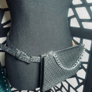 Michael Kors Belt Bag S/M NWT black and gray MK signature logo